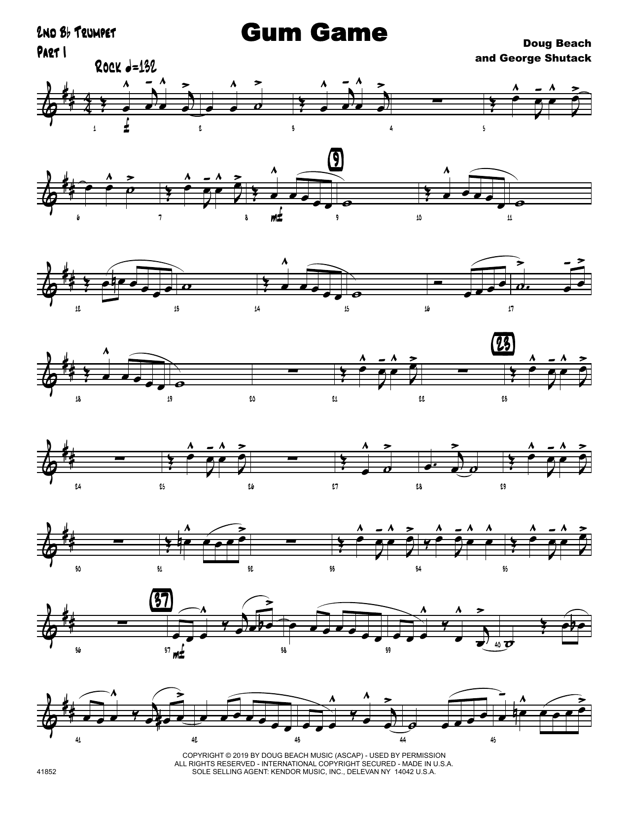 Download Doug Beach & George Shutack Gum Game - 2nd Bb Trumpet Sheet Music