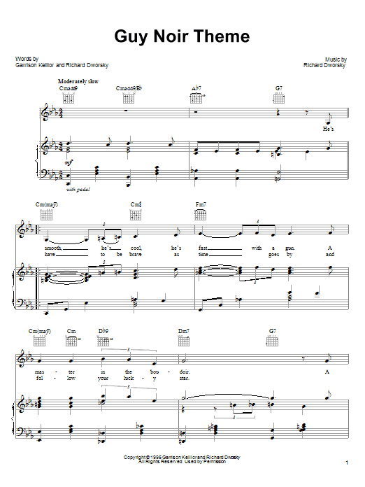 Garrison Keillor Guy Noir Theme sheet music notes printable PDF score