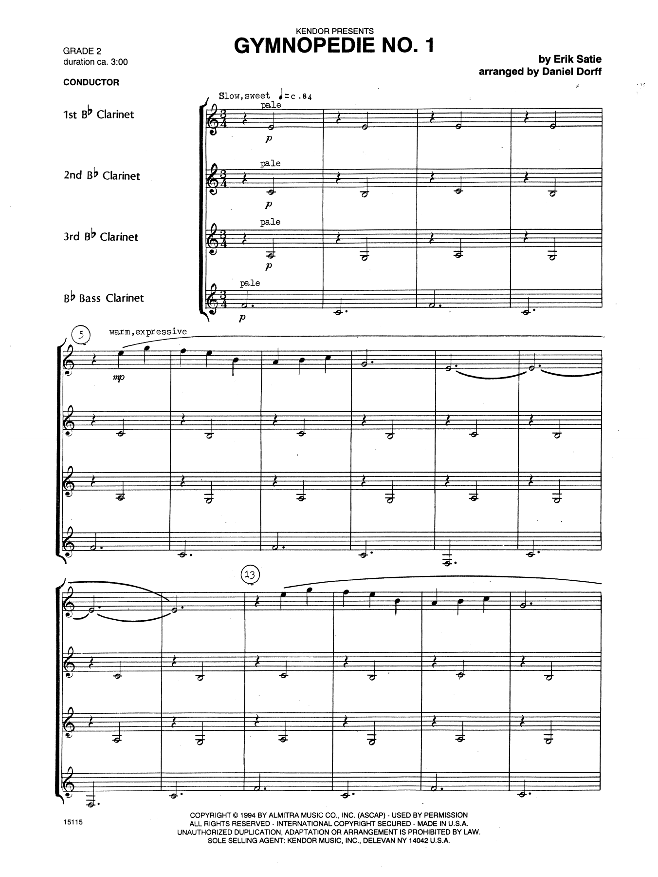 Download Daniel Dorff Gymnopédie No. 1 - Full Score Sheet Music