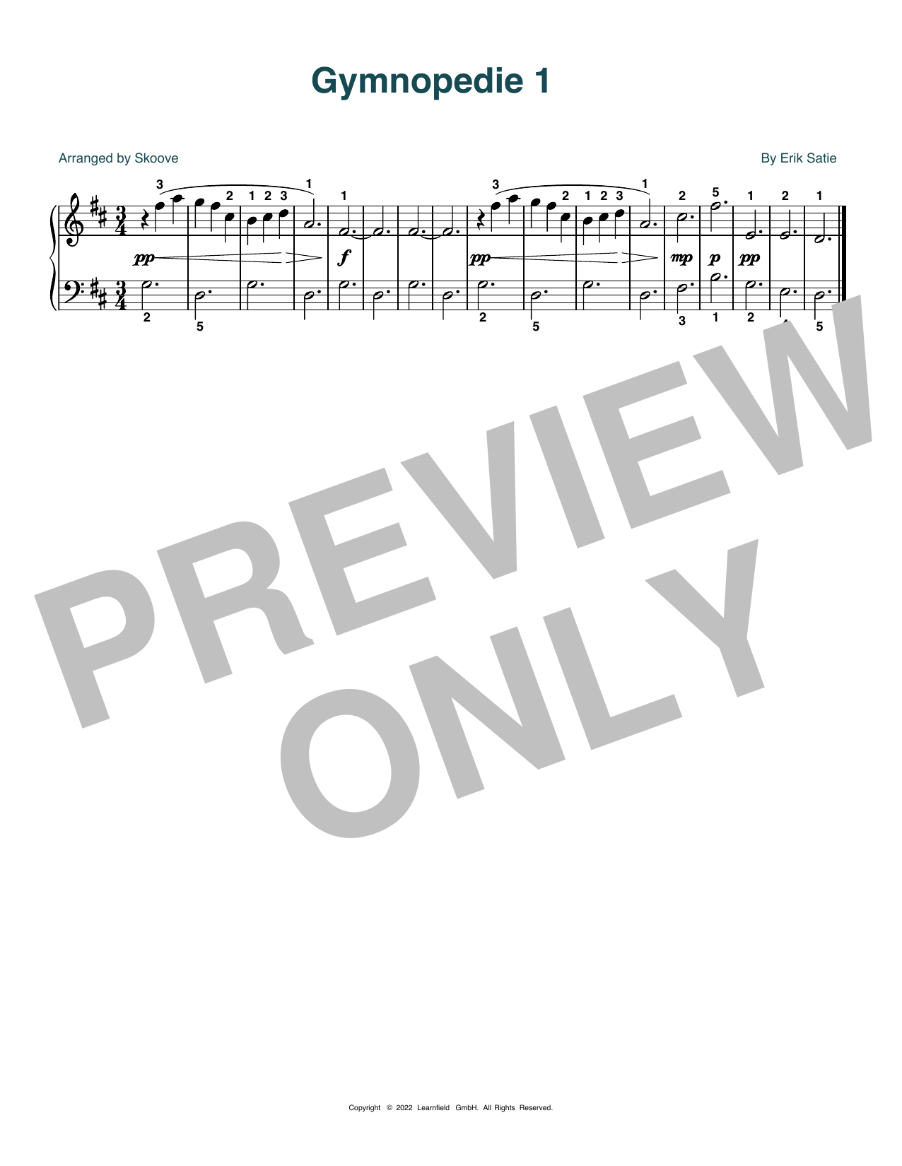 Download Erik Satie Gymnopedie No. 1 (arr. Skoove) Sheet Music