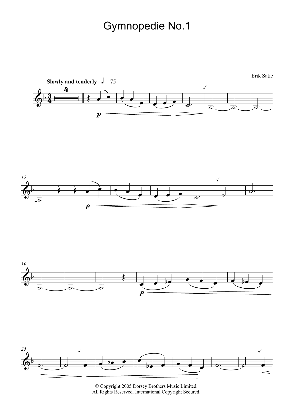 Download Erik Satie Gymnopedie No. 1 Sheet Music