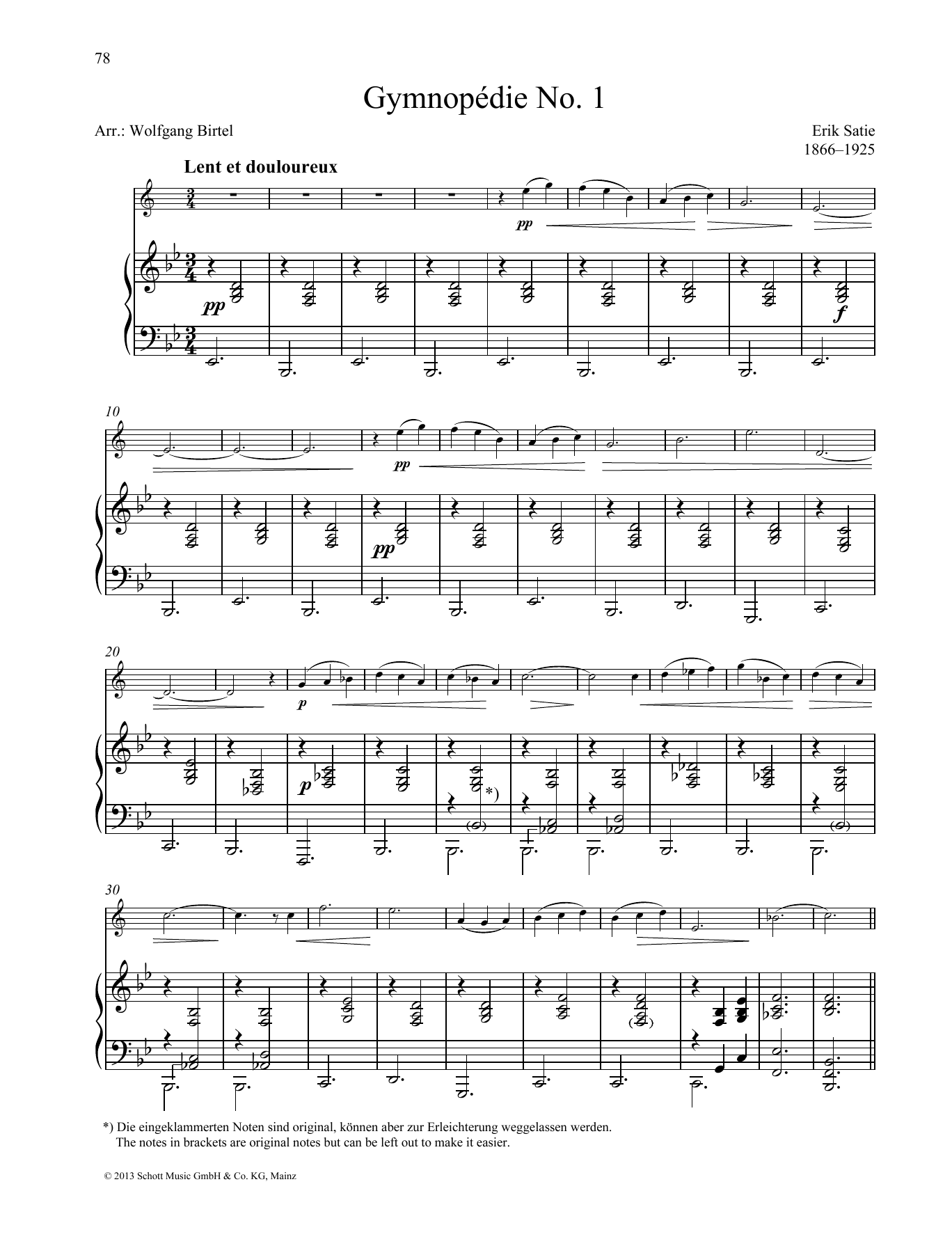 Download Erik Satie Gymnopédie No. 1 Sheet Music