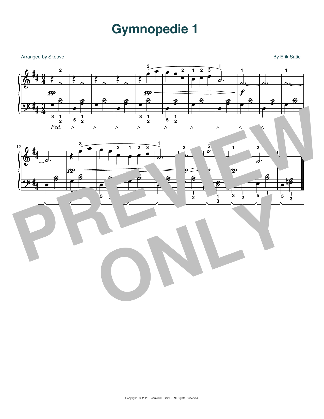 Download Erik Satie Gymnopedie No. 2 (arr. Skoove) Sheet Music