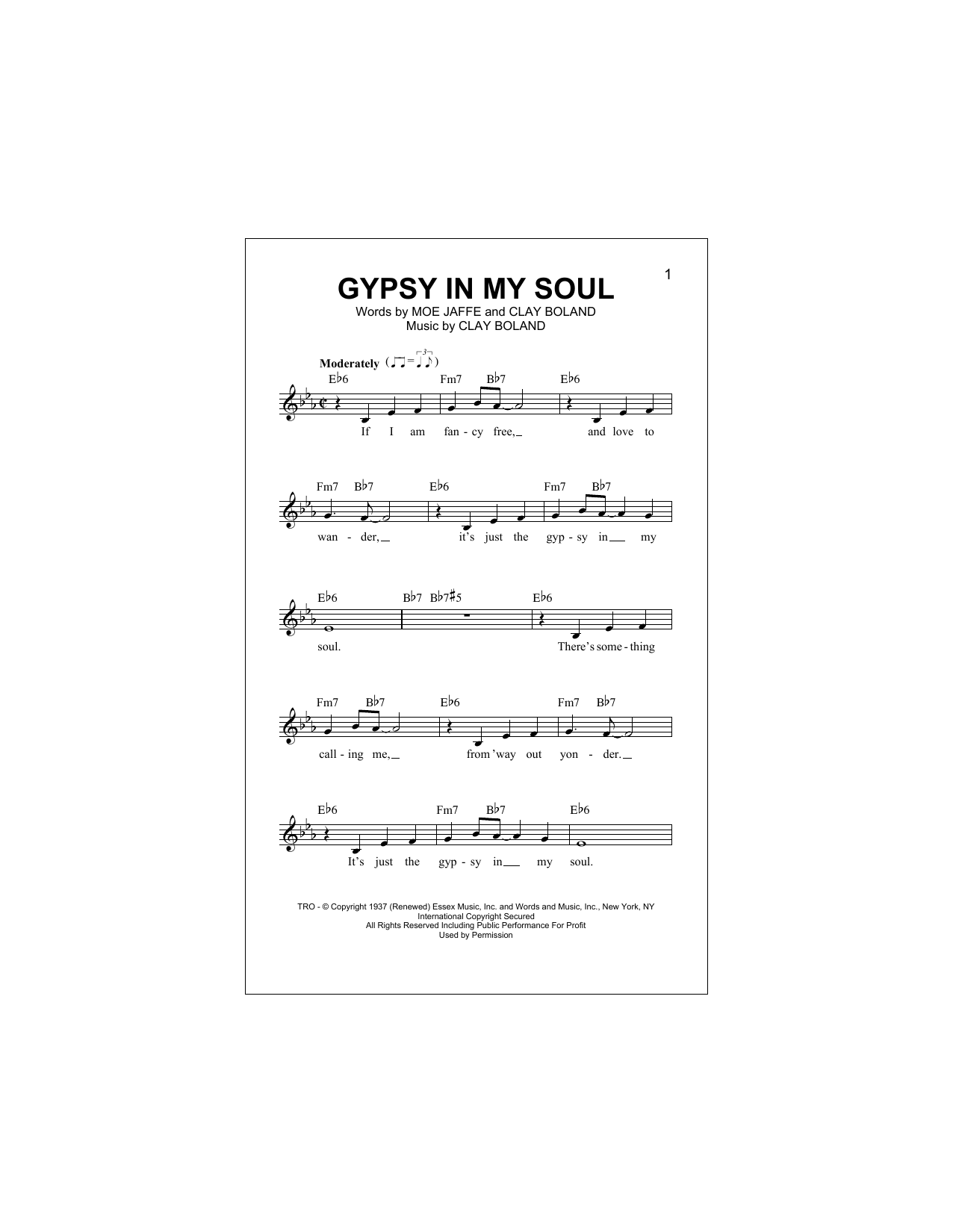 Download Clay Boland Gypsy In My Soul Sheet Music