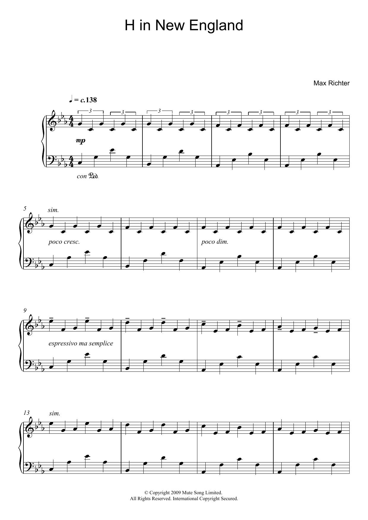 Download Max Richter H In New England Sheet Music
