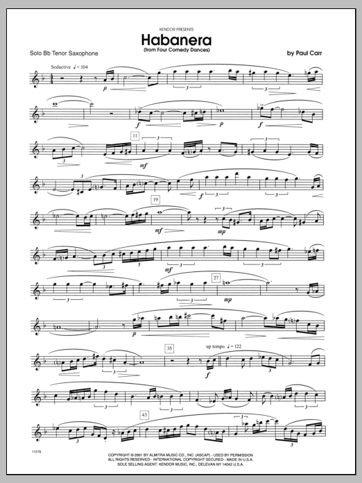 Download Carr Habanera (from 'Four Comedy Dances') - Sheet Music