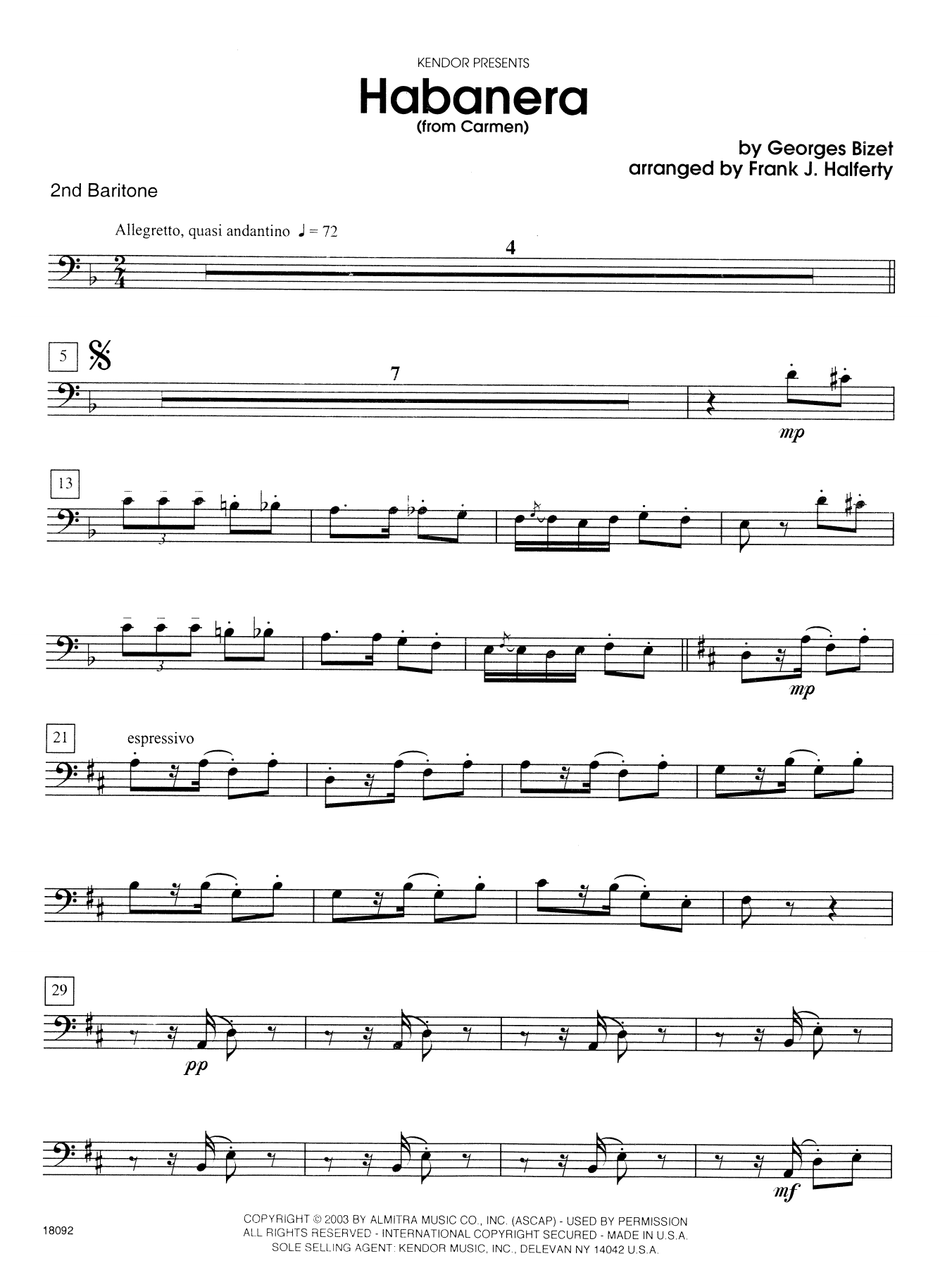 Download Halferty Habanera (from Carmen) - 2nd Baritone B Sheet Music