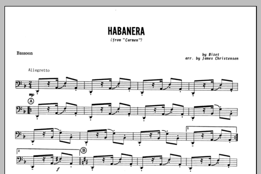 Download Christensen Habanera (from Carmen) - Bassoon Sheet Music