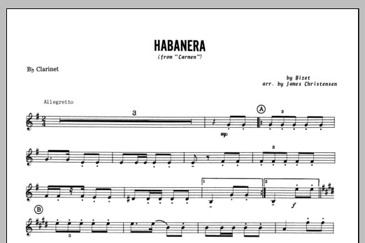 Download Christensen Habanera (from Carmen) - Bb Clarinet Sheet Music