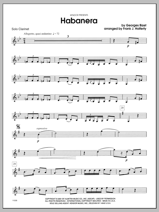 Download Halferty Habanera (from Carmen) - Clarinet Sheet Music