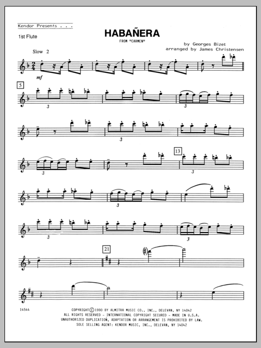 Download Christensen Habanera (from Carmen) - Flute 1 Sheet Music