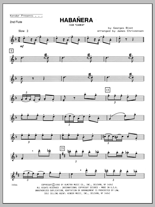 Download Christensen Habanera (from Carmen) - Flute 2 Sheet Music