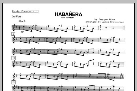 Download Christensen Habanera (from Carmen) - Flute 3 Sheet Music