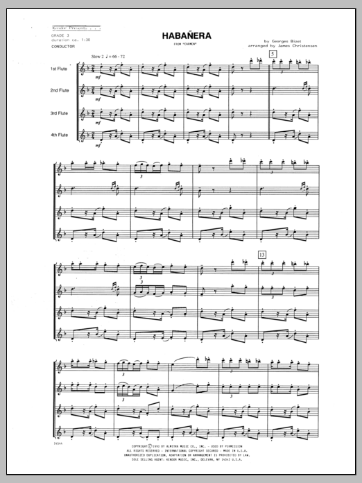 Download Christensen Habanera (from Carmen) - Full Score Sheet Music