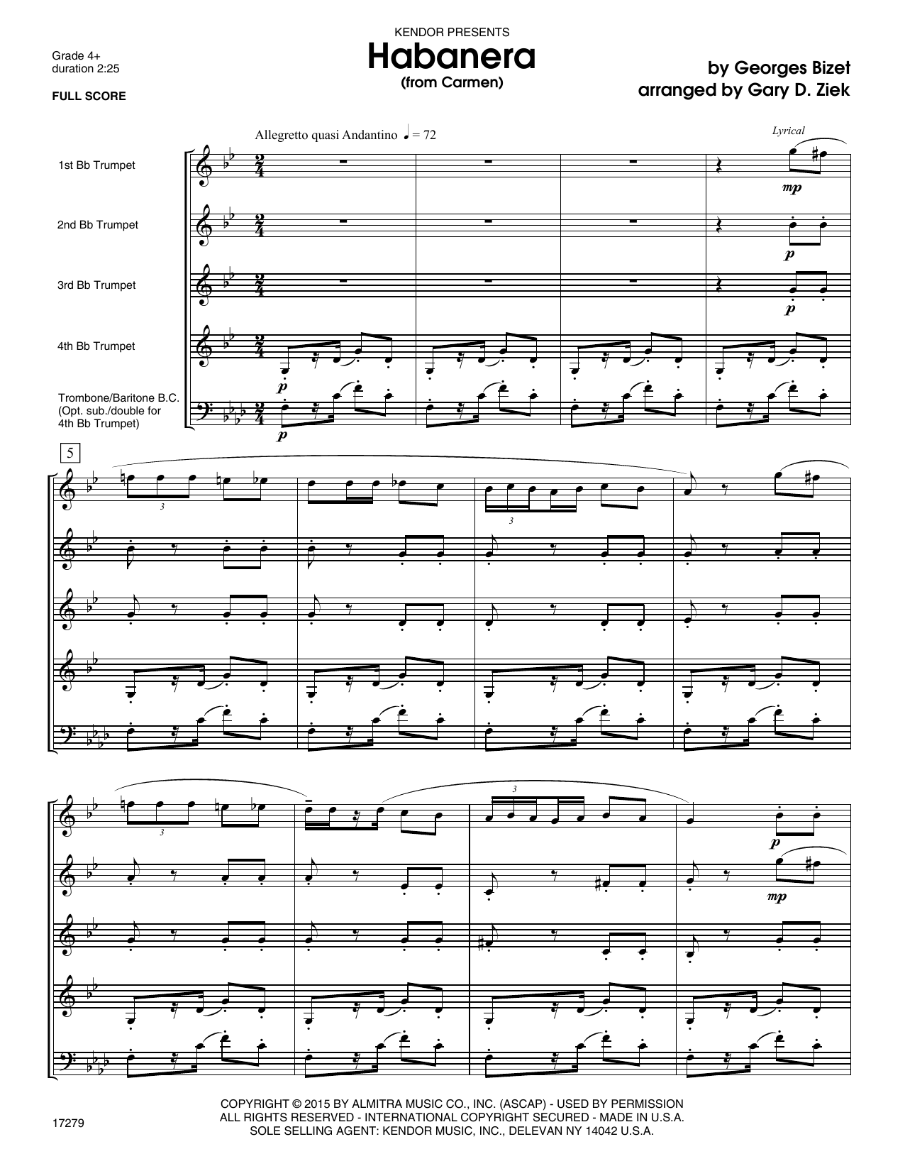 Download Gary Ziek Habanera (from Carmen) - Full Score Sheet Music