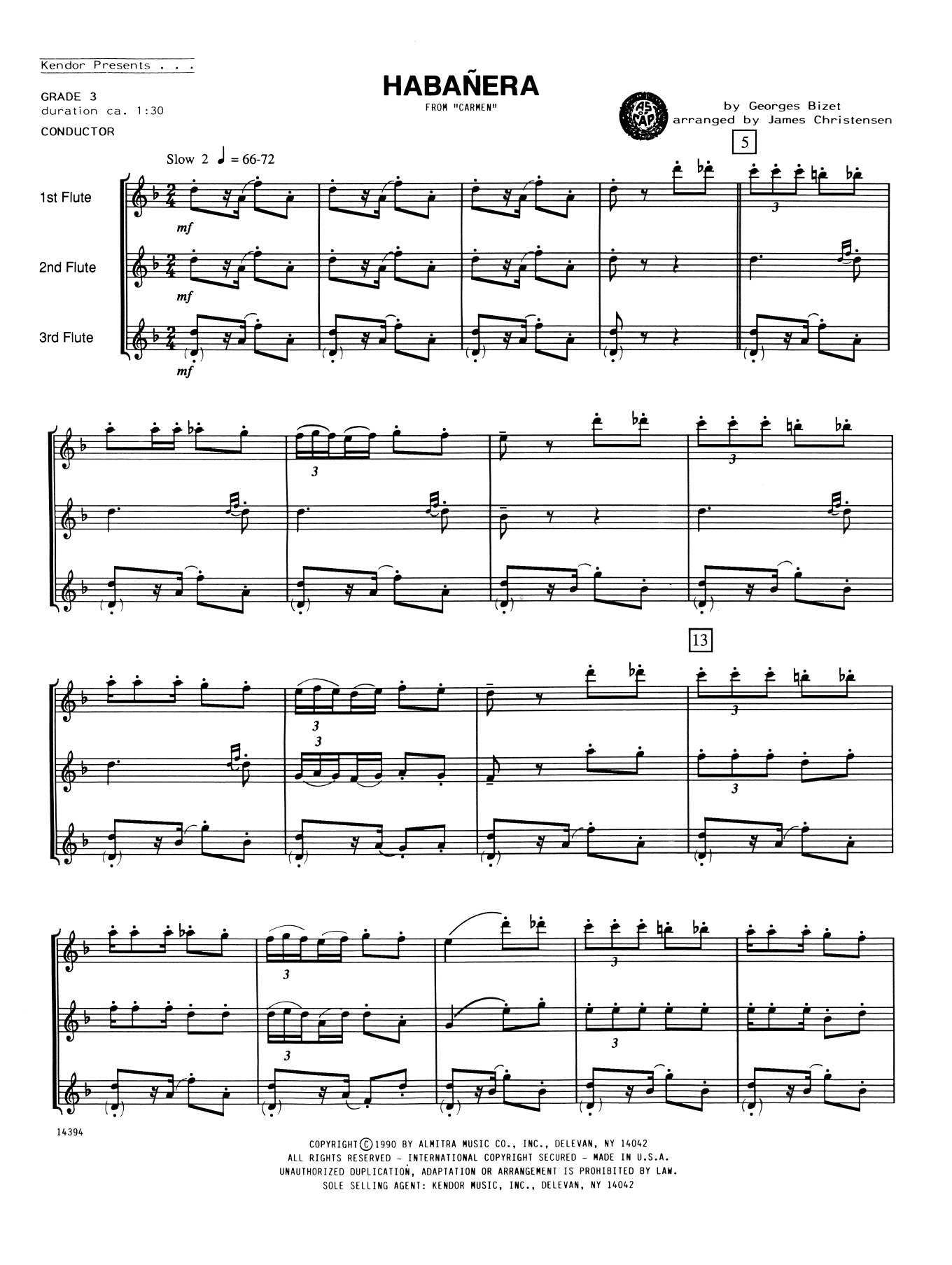 Download Georges Bizet Habanera (from Carmen) - Full Score Sheet Music