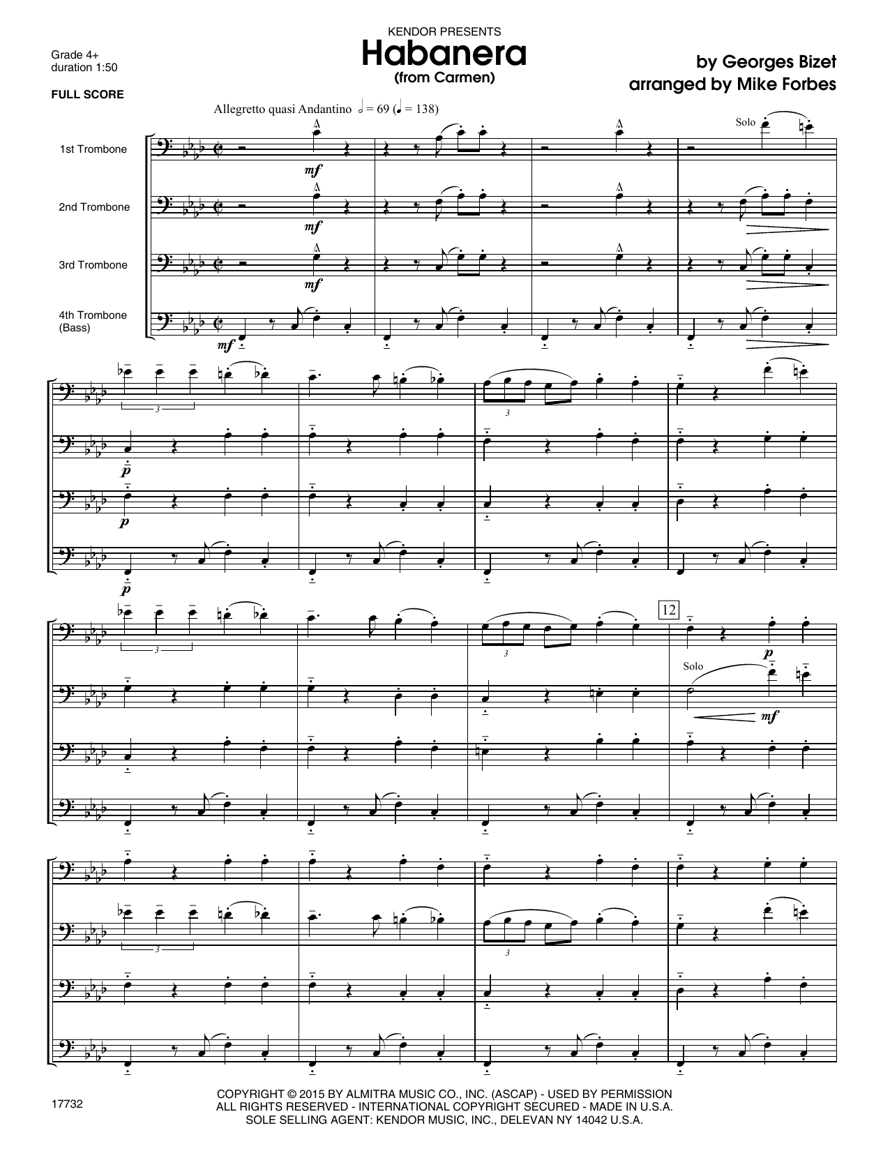 Download Michael Forbes Habanera (from Carmen) - Full Score Sheet Music