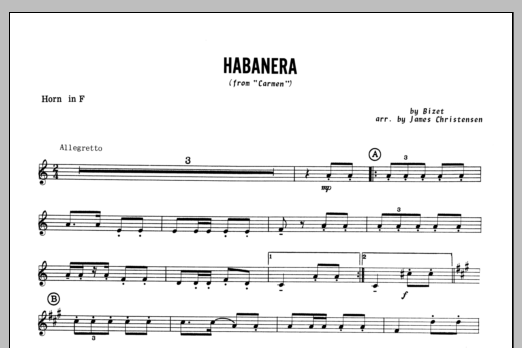 Download Christensen Habanera (from Carmen) - Horn in F Sheet Music