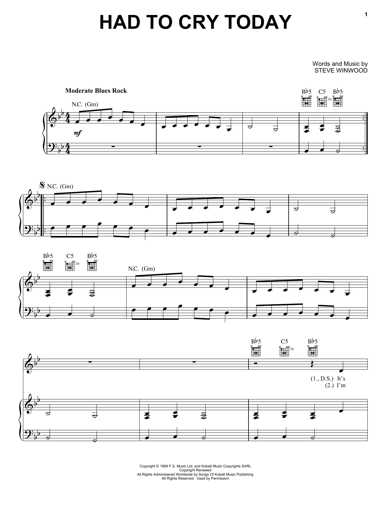 Download Eric Clapton Had To Cry Today Sheet Music