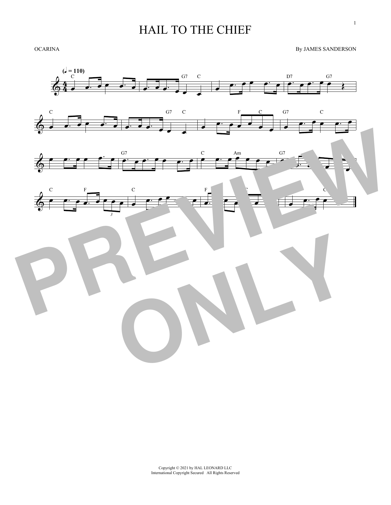 Download James Sanderson Hail To The Chief (arr. Cris Gale) Sheet Music