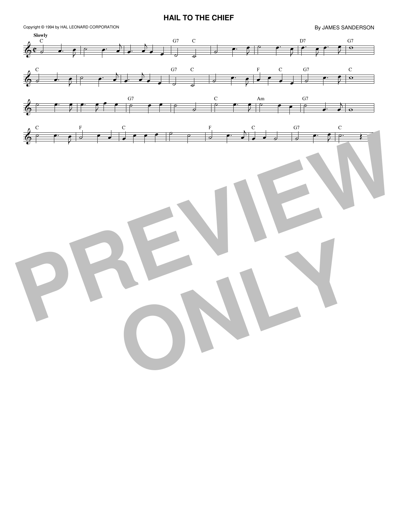 Download James Sanderson Hail To The Chief Sheet Music