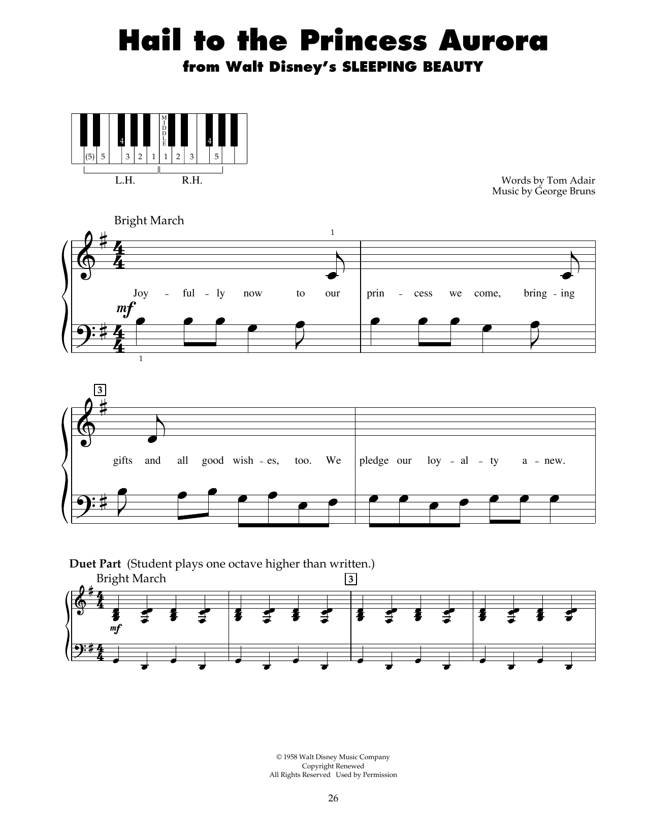 Download George Bruns Hail To The Princess Aurora (from Sleep Sheet Music