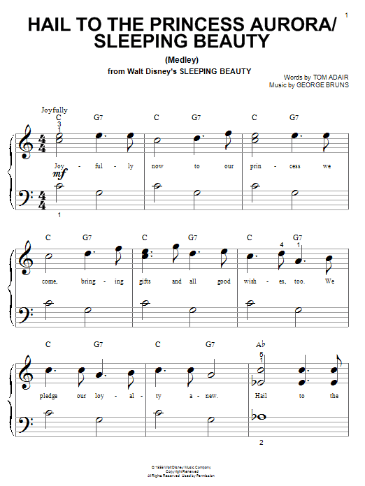 Download Tom Adair Hail To The Princess Aurora (from Sleep Sheet Music
