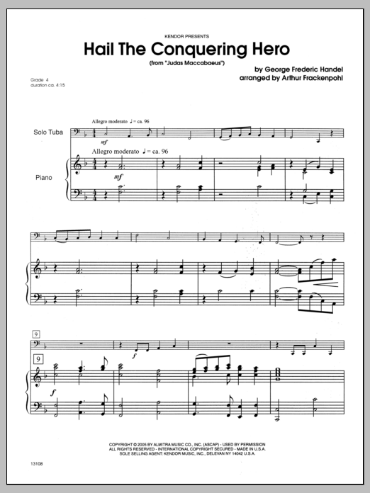 Download Arthur Frackenpohl Hail The Conquering Hero (from 'Judas M Sheet Music