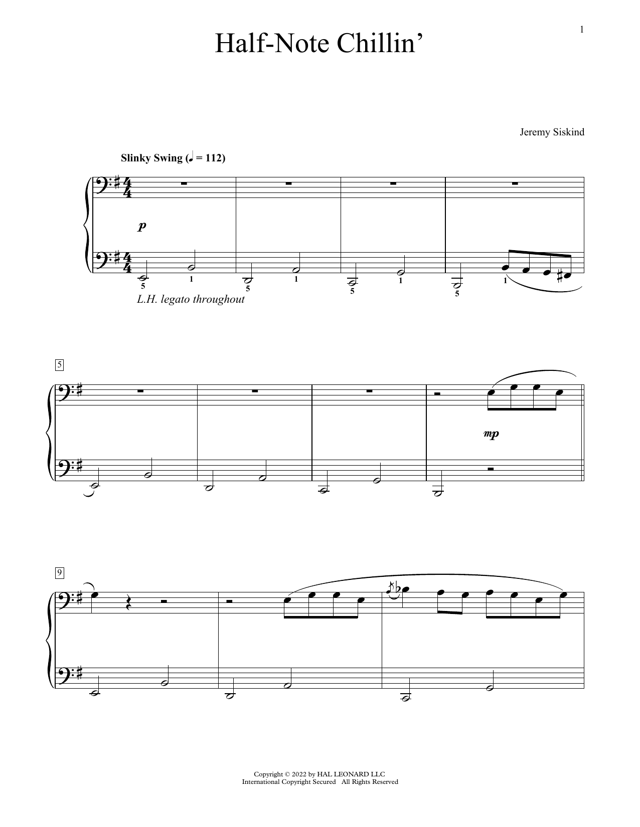 Download Jeremy Siskind Half-Note Chillin' Sheet Music