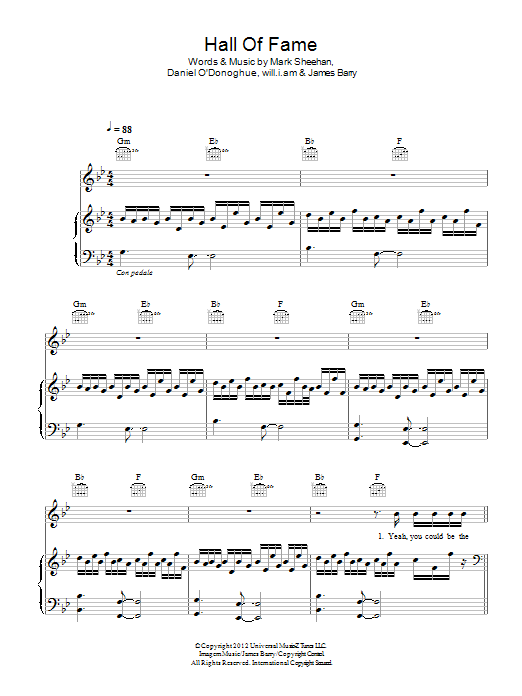 Download The Script Hall Of Fame (feat. will.i.am) Sheet Music