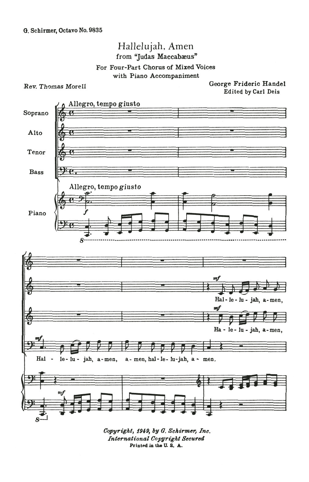Download George Frideric Handel Hallelujah, Amen (from Judas Maccabaeus Sheet Music