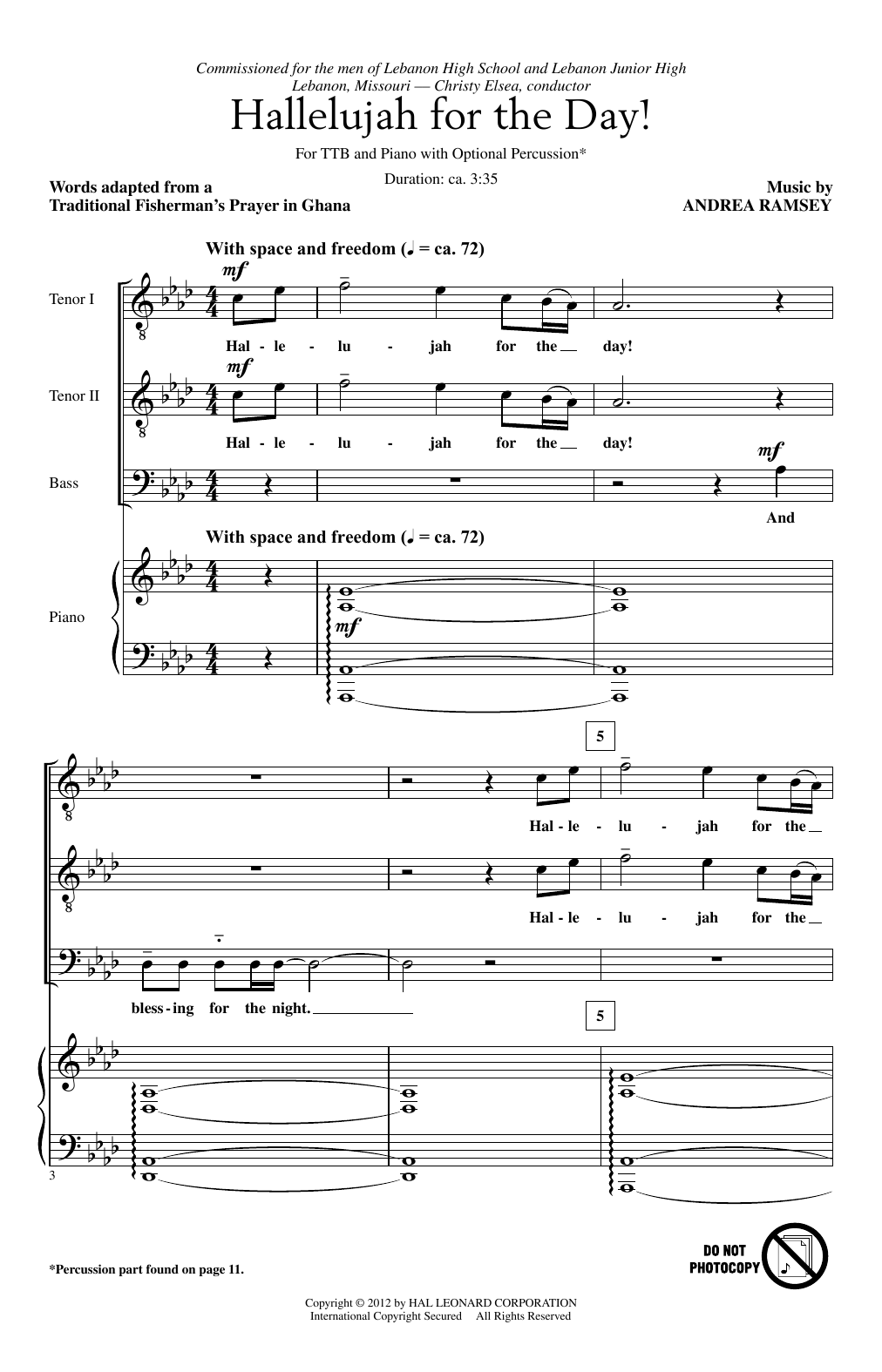 Download Andrea Ramsey Hallelujah For The Day! Sheet Music