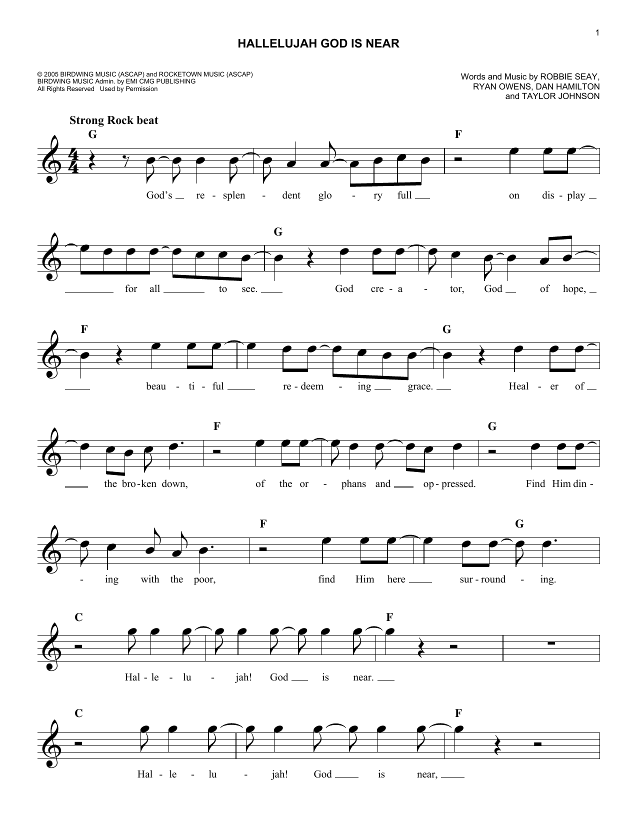 Download Robbie Seay Band Hallelujah God Is Near Sheet Music