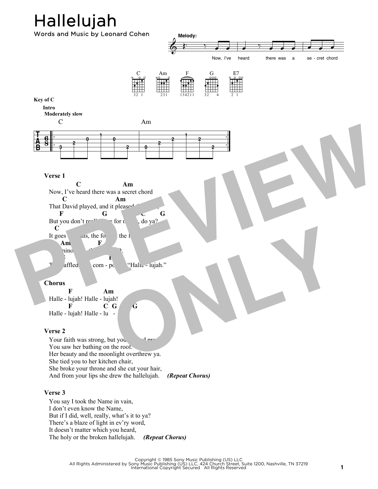 Download Leonard Cohen Hallelujah Sheet Music