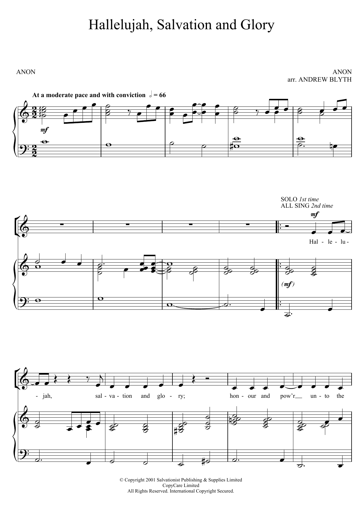 Download The Salvation Army Hallelujah, Salvation And Glory Sheet Music