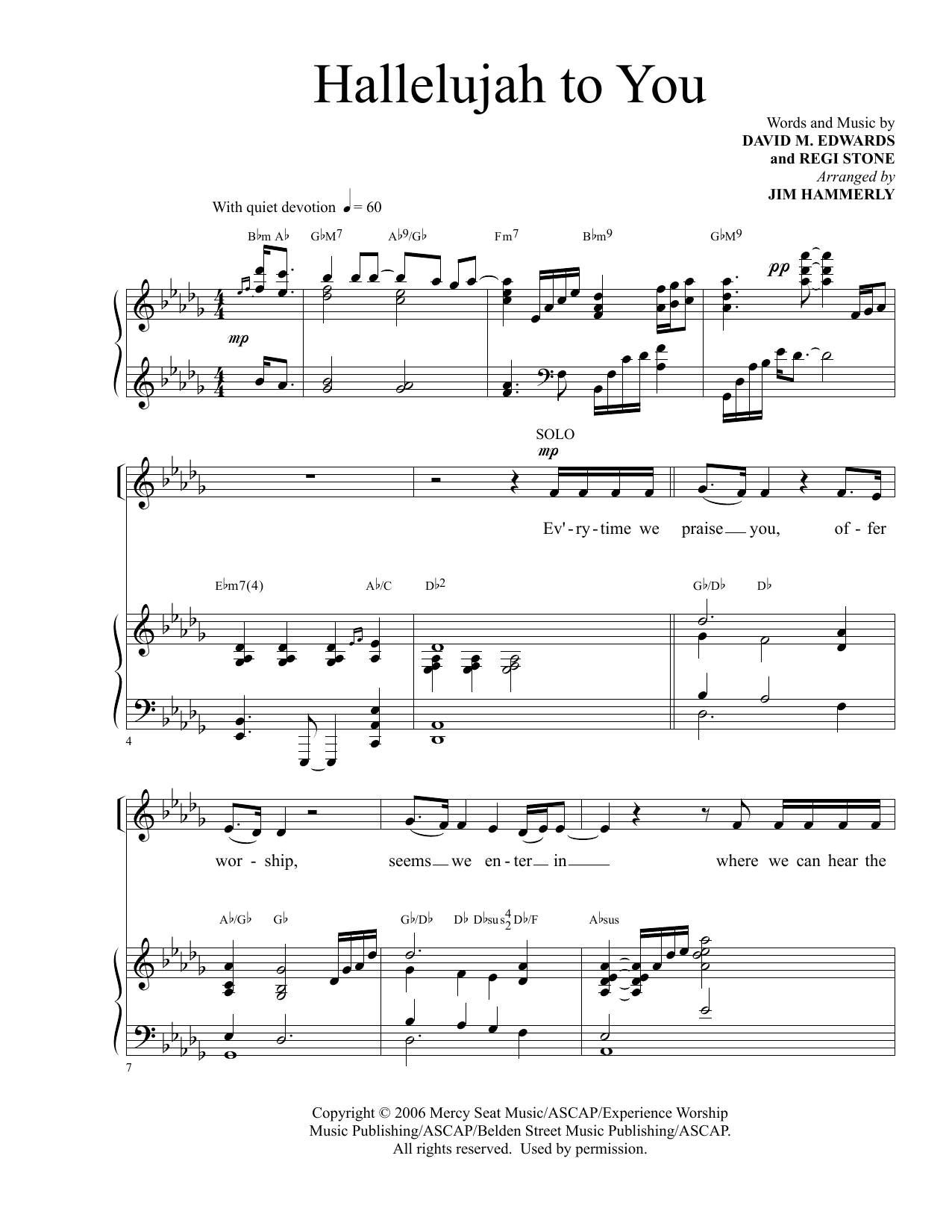 Download David M. Edwards and Regi Stone Hallelujah To You (arr. Jim Hammerly) Sheet Music