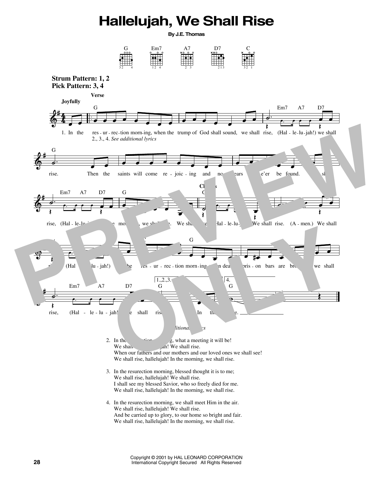 J.E. Thomas Hallelujah, We Shall Rise sheet music notes printable PDF score