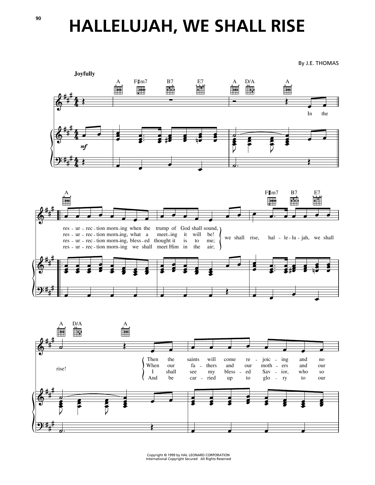 J.E. Thomas Hallelujah, We Shall Rise sheet music notes printable PDF score