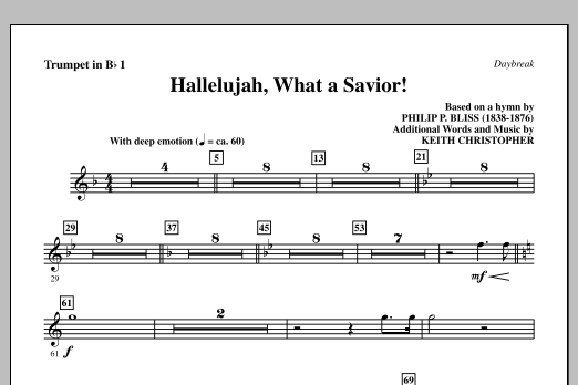 Download Keith Christopher Hallelujah, What A Savior! - Bb Trumpet Sheet Music
