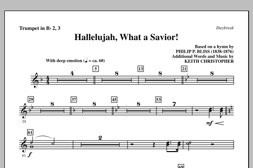 Download Keith Christopher Hallelujah, What A Savior! - Bb Trumpet Sheet Music