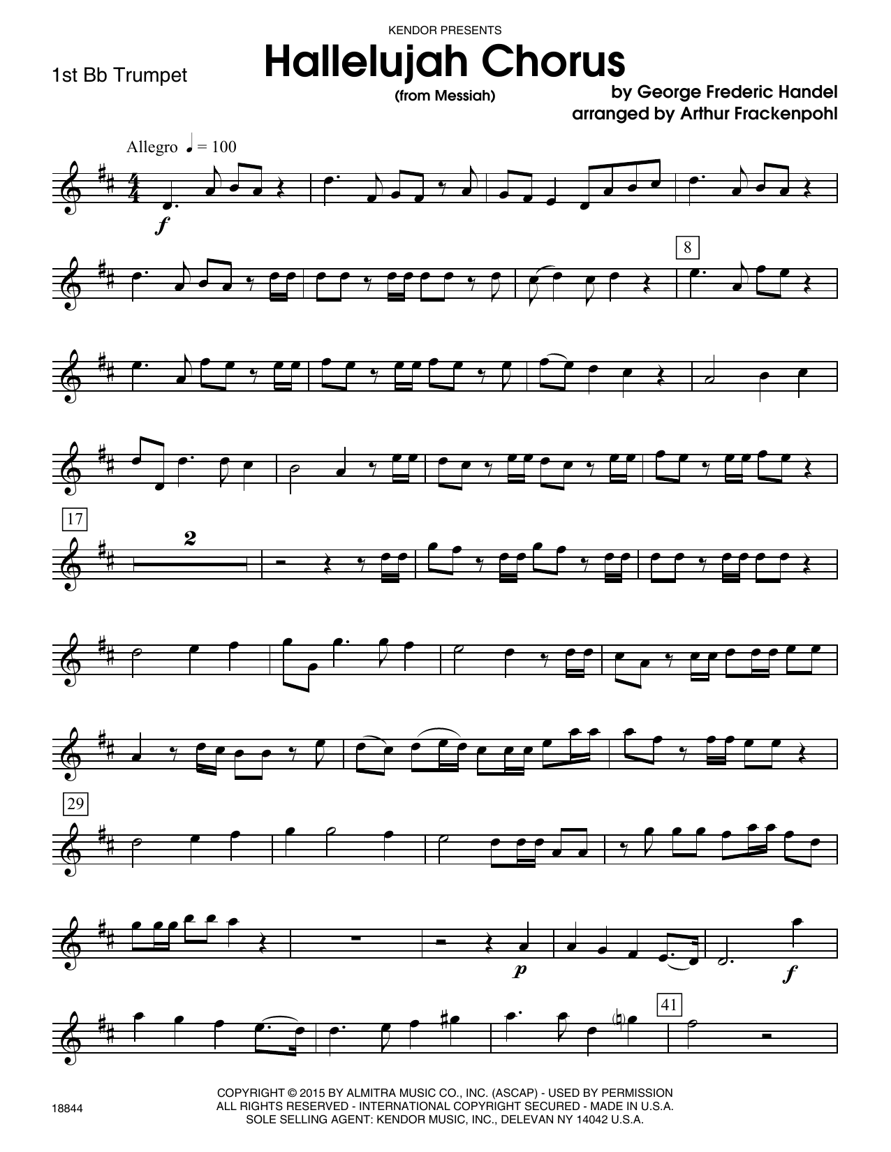 Download Arthur Frackenpohl Hallelujah Chorus (from Messiah) - 1st Sheet Music