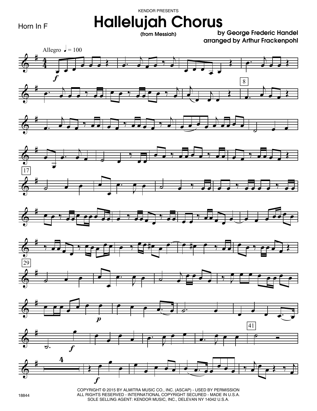 Download Arthur Frackenpohl Hallelujah Chorus (from Messiah) - Horn Sheet Music