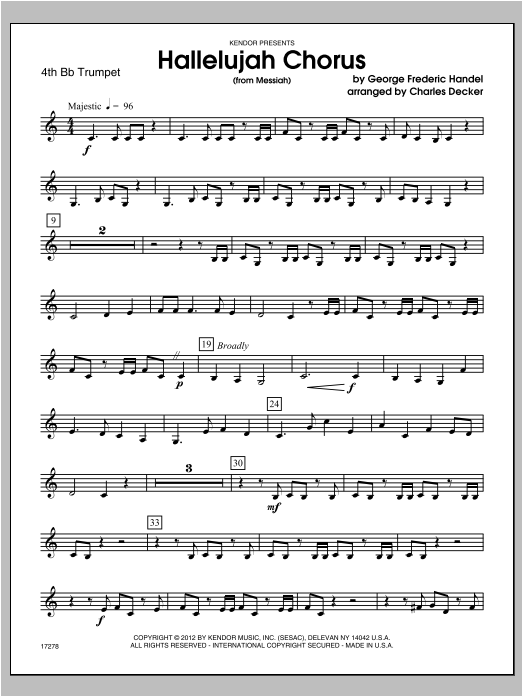 Download Decker Hallelujah Chorus (from Messiah) - Part Sheet Music