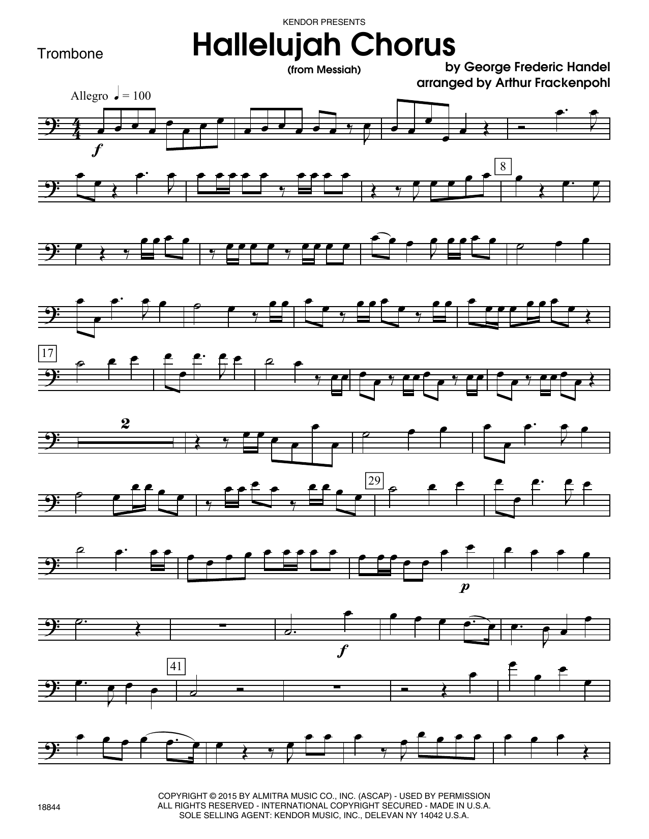 Download Arthur Frackenpohl Hallelujah Chorus (from Messiah) - Trom Sheet Music