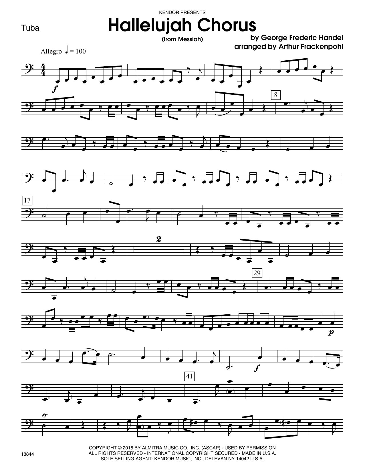 Download Arthur Frackenpohl Hallelujah Chorus (from Messiah) - Tuba Sheet Music