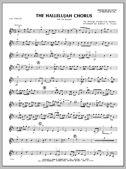 Download Frost Hallelujah Chorus, The - 2nd Violin Sheet Music