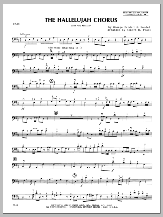 Download Frost Hallelujah Chorus, The - Bass Sheet Music