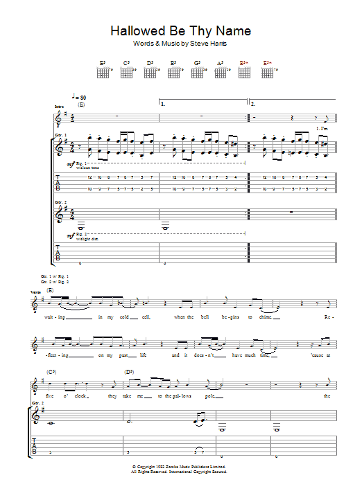 Download Iron Maiden Hallowed Be Thy Name Sheet Music