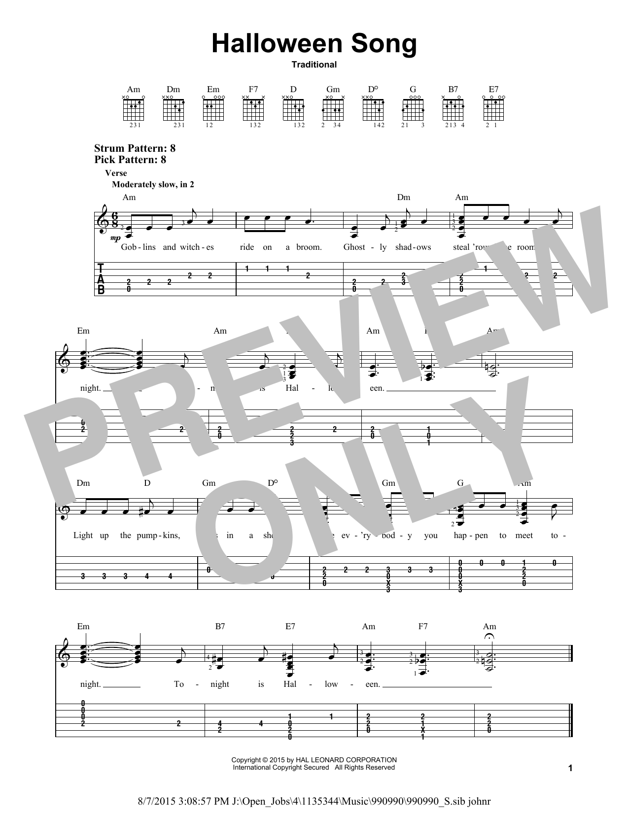 Download Traditional Halloween Song Sheet Music