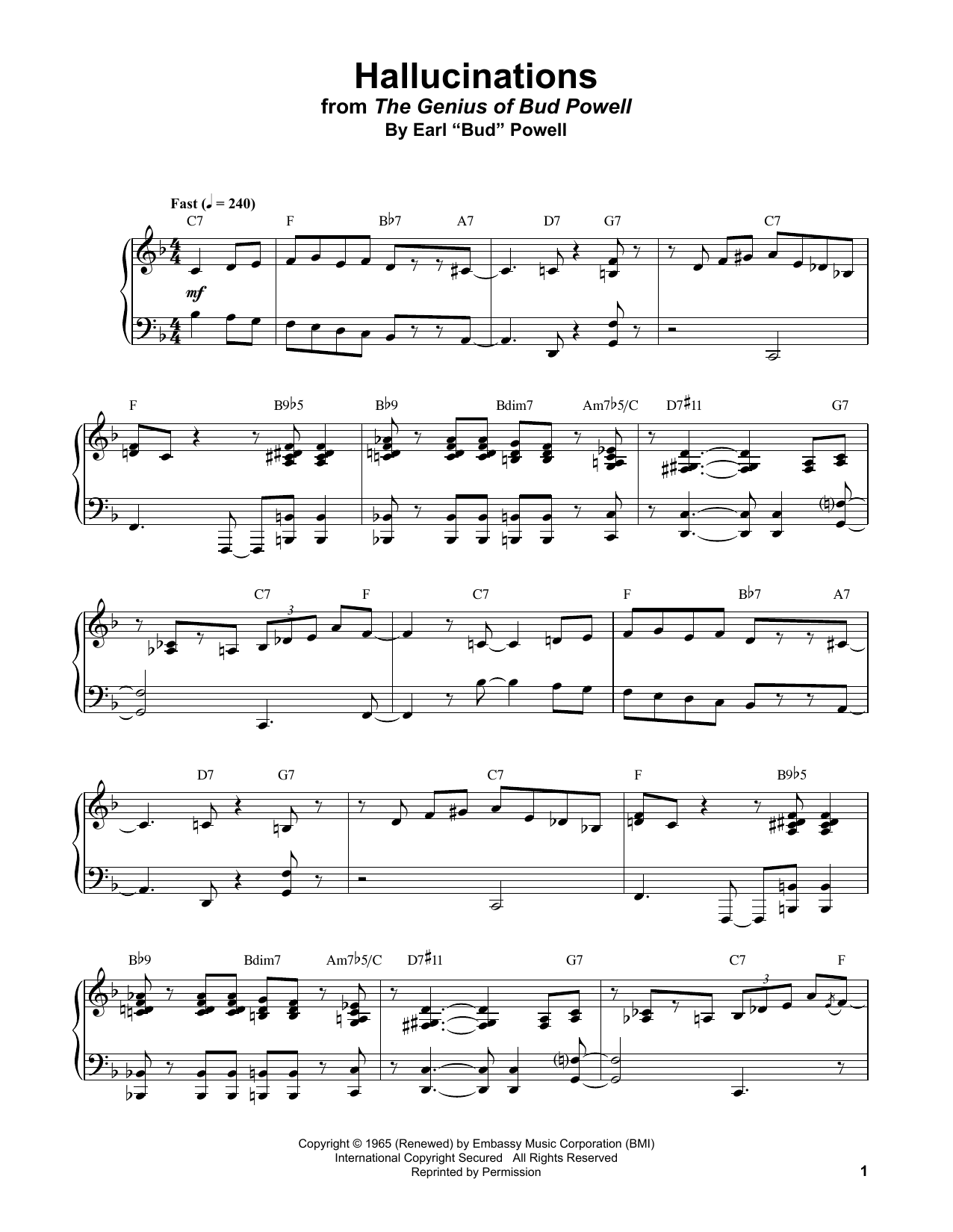 Download Bud Powell Hallucinations Sheet Music